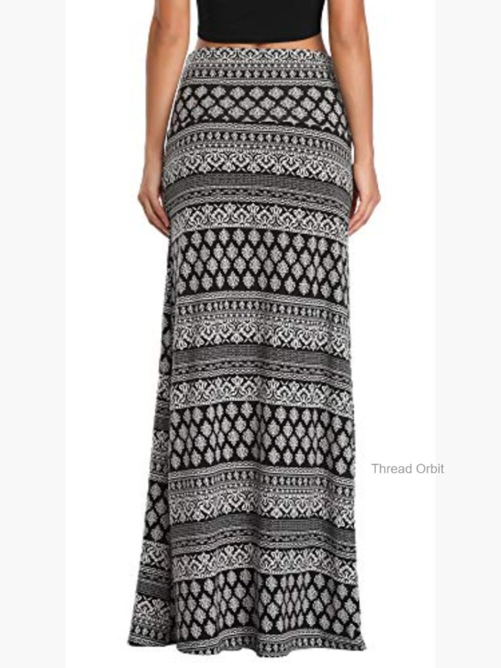 Spandex Fold-Over Flare Long Maxi Skirt - Picture 6 of 7